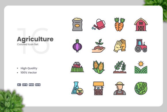 Agriculture Color Icons for Crafts