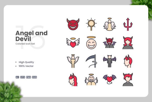 Angel and Devil Color Icons