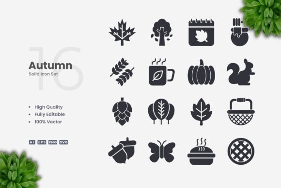 Autumn Solid Icons: Graphics and Icons for Polished Content