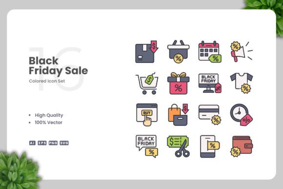 Black Friday Sale Color Icons: Graphics and Icons