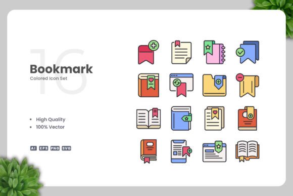 Bookmark Color Icons: Graphics and Icons for Digital Sellers