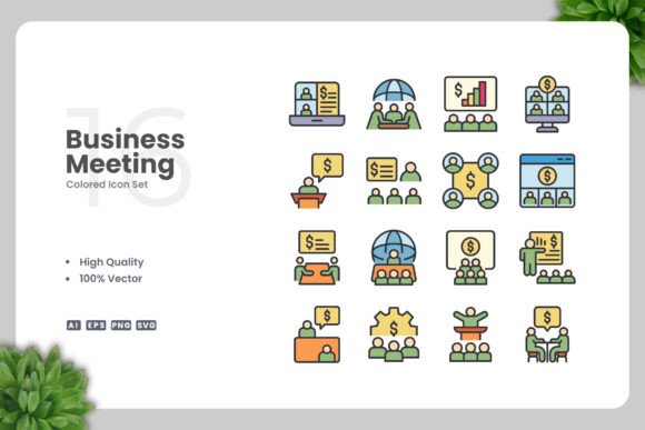 Business Meeting Color Icons