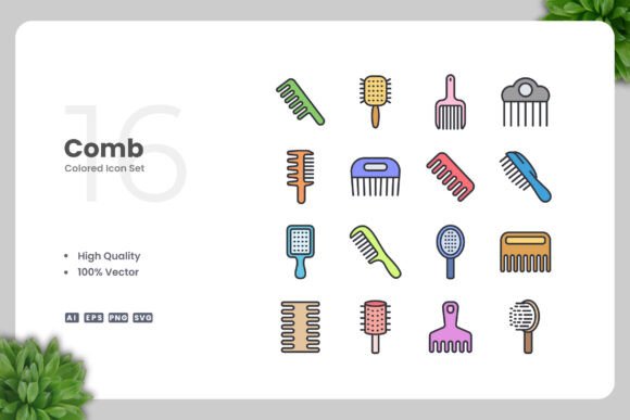 Comb Color Icons: Graphics and Icons for Creative Design