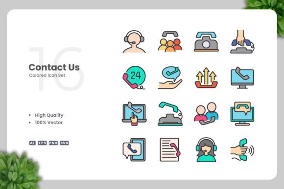 Contact Us Color Icons Graphics