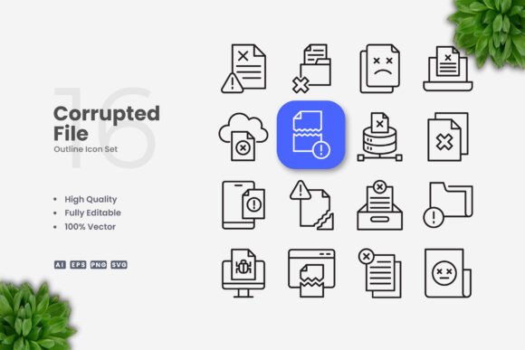 Corrupted File Icons: Graphics and Icons for Digital Sellers