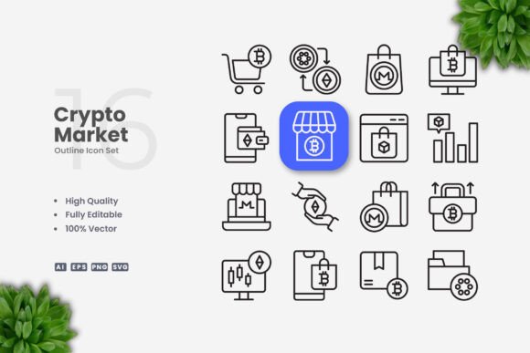 Crypto Market Icons: Graphics and Icons for Modern Design