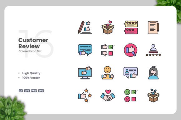 Customer Review Color Icons: Graphics and Icons for Local Business