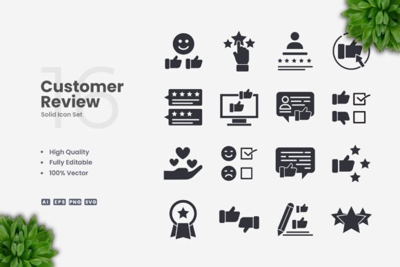 Customer Review Solid Icons: Graphics and Icons for Crafting