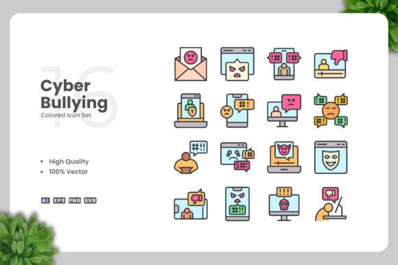 Cyber Bullying Color Icons