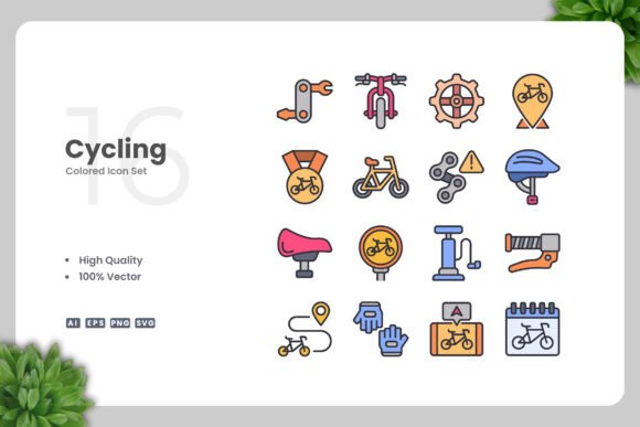 Cycling Color Icons: Graphics and Icons for Creative Design