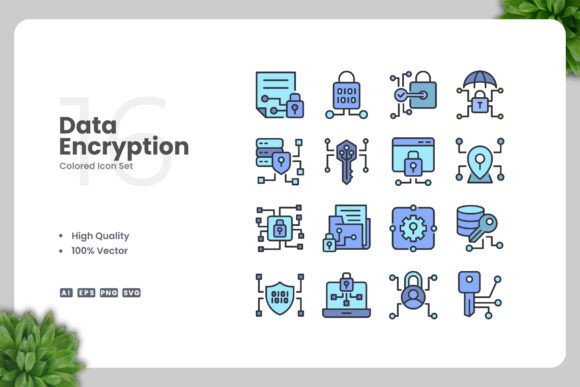 Data Encryption Color Icons: Graphics for Modern Branding