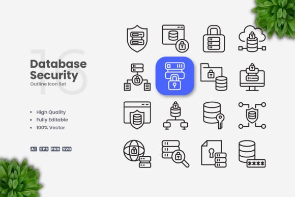Database Security Icons Graphics