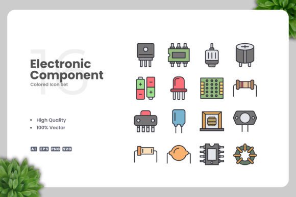 Electronic Component Color Icons: Graphics and Icons for Modern Design