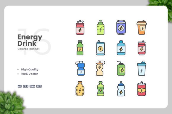 Energy Drink Color Icons: Graphics and Icons for Modern Design