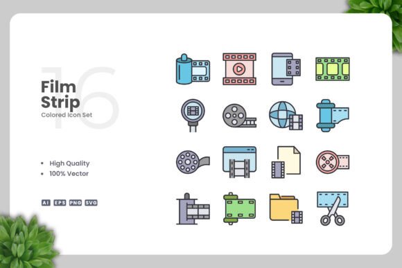 Film Strip Color Icons: Graphics for Real Business Use