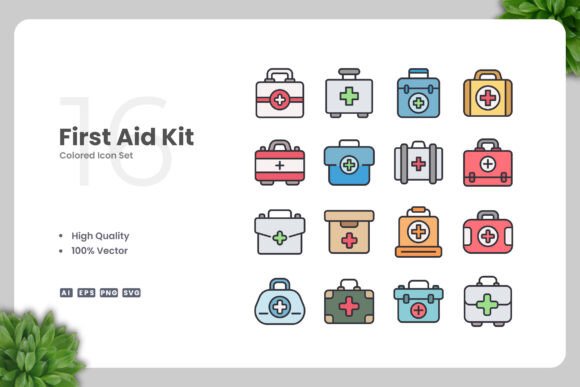 First Aid Kit Color Icons