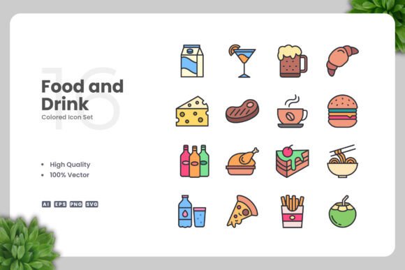 Food and Drink Color Icons