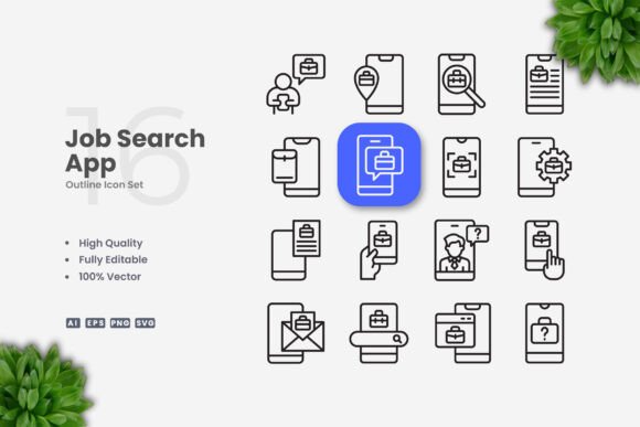 Job Search App Icons: Graphics and Icons for Local Business