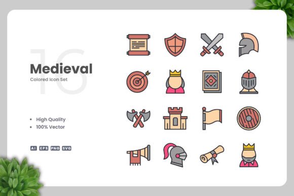 Medieval Color Icons: Graphics and Icons for Creative Brands