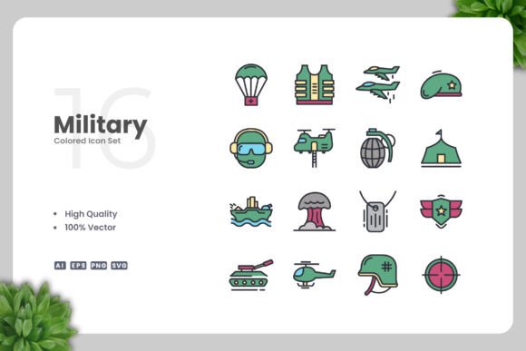 Military Color Icons: Graphics and Icons for Professional Design