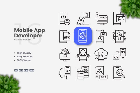 Mobile App Developer Icons Graphics