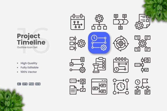 Project Timeline Icons: Graphics & Icons for Digital Sellers