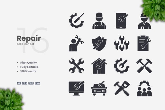 Repair Solid Icons: Graphics and Icons for Local Business
