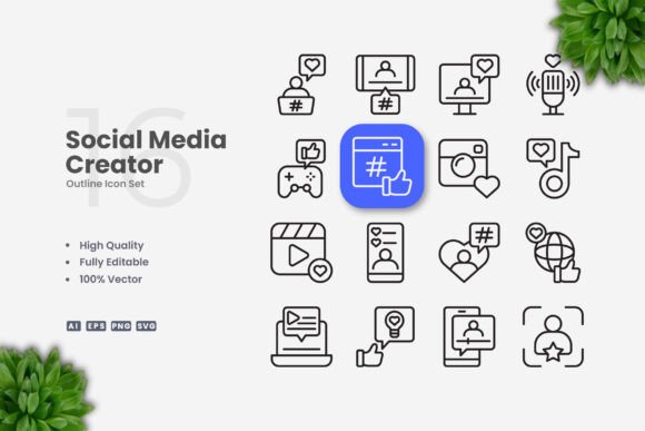 Social Media Creator Icons: Graphics and Icons for Modern Branding