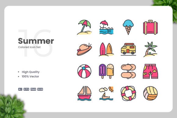 Summer Color Icons: Graphics for Modern Design