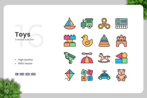 Toys Color Icons: Graphics and Icons for Creative Projects