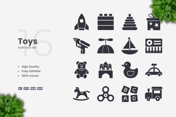 Toys Solid Icons: Graphics & Icons for Clean Design