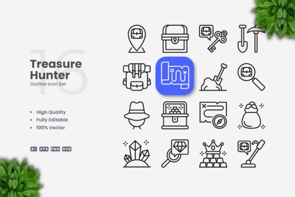 Treasure Hunter Icons: Graphics and Icons for Creative Projects