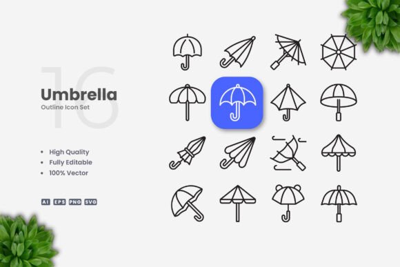 Umbrella Icons: Graphics and Icons for Modern Design