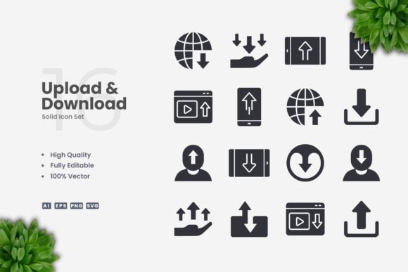 Upload and Download Solid Icons for Graphics and Icons