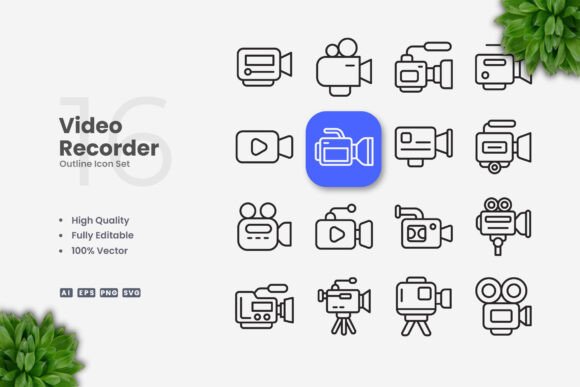 Video Recorder Icons for Graphics and Branding