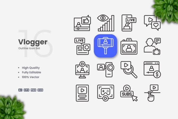 Vlogger Icons: Graphics and Icons for Digital Sellers