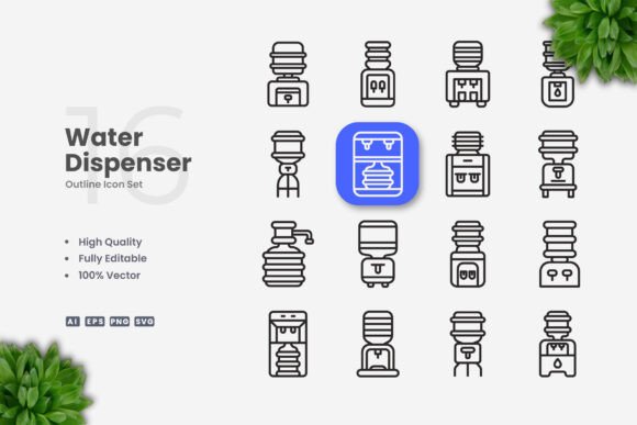 Water Dispenser Icons for Graphics and Icons