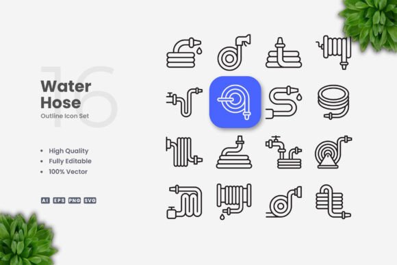 Water Hose Icons for Creative Crafts