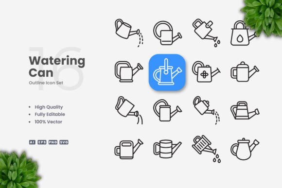 Watering Can Icons for Creative Crafts