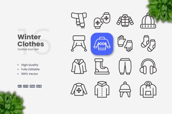 Winter Clothes Icons for Graphics and Icons