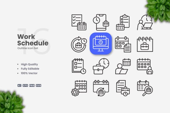 Work Schedule Icons: Graphics and Icons for Digital Sellers