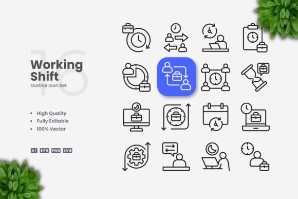 Working Shift Icons: Graphics and Icons for Digital Sellers
