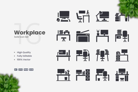 Workplace Solid Icons Review